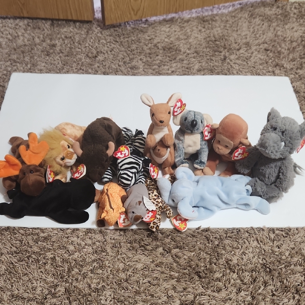 Ty Beanie Baby Wild Animal Zoo Animal  Lot Of 10 Regular And 3 Mini